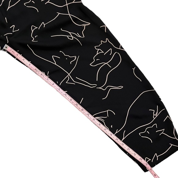 Babaton Pants Fox Print Sz 2 Black Tan Classic Baggy Fit‎ Tapered Leg Aritzia - Picture 15 of 16